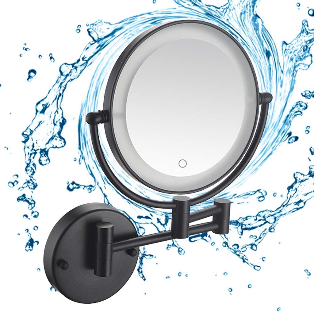 Miroir maquillage LED illuminé grossissant double face 8 pouces mural rond