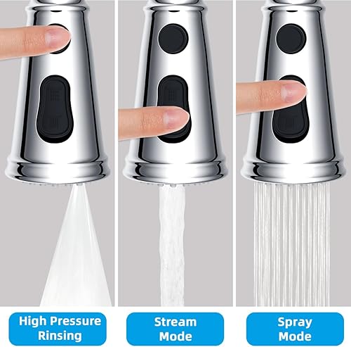 Miniatura 10 de Hibbent Cabezal de repuesto para grifo de cocina, cabezal rociador de grifo extraíble, boquilla rociadora de grifo de cocina de 3 funciones con 10