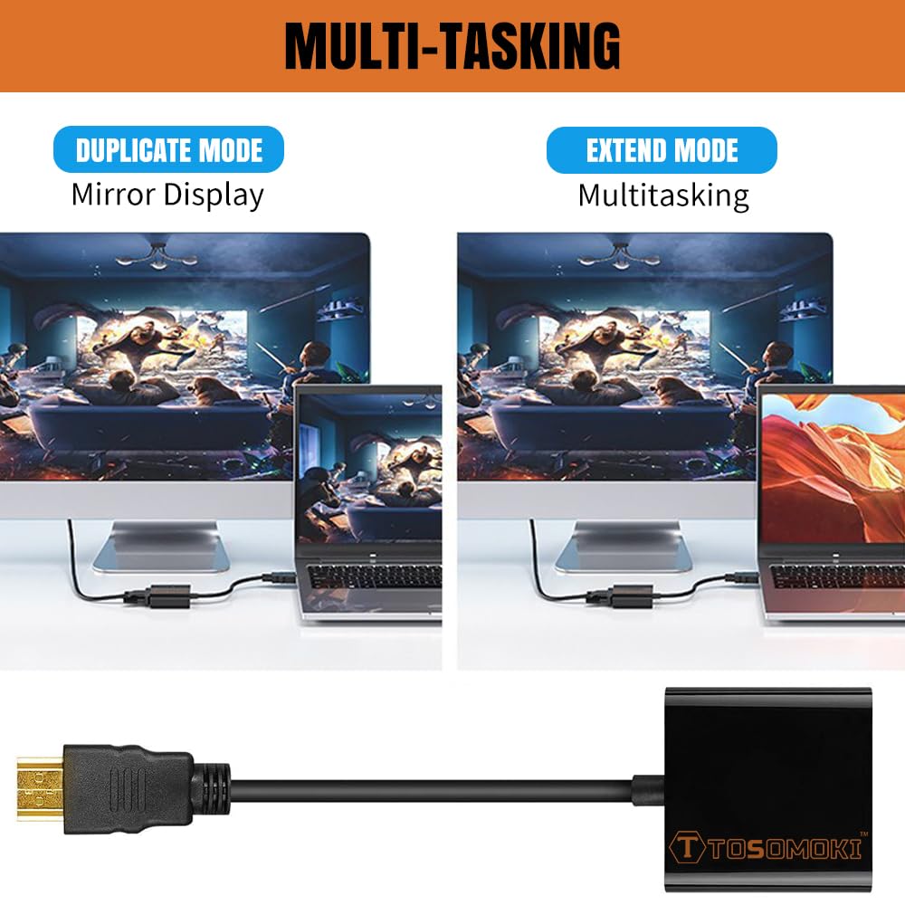 1080P Video Adapter Tosomoki HDMI To VGA Adapter 1080P - Gold-Plated ...