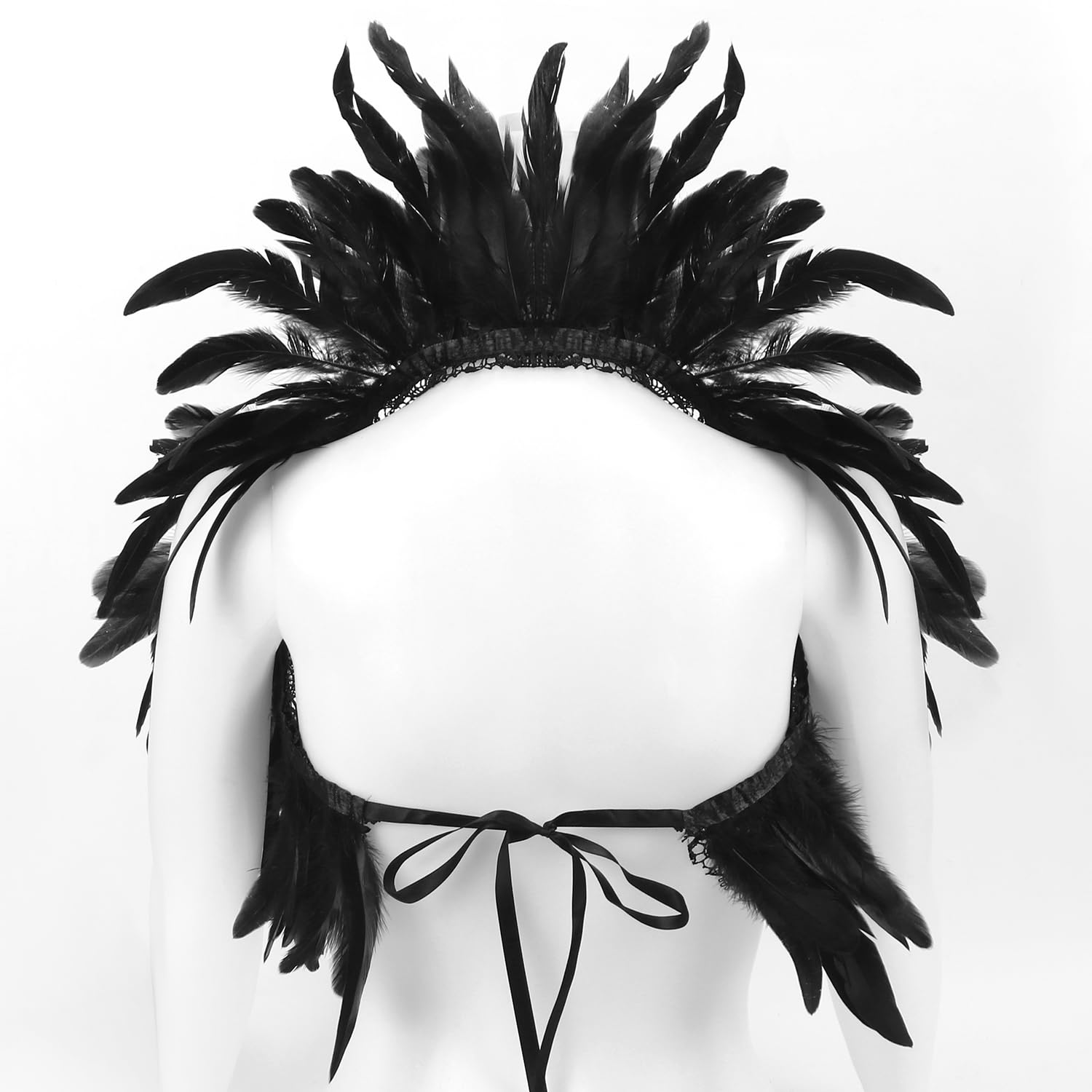 Gothic Feder Umhang Damen - Feder Cape Mit Armband Für Halloween & Cosplay