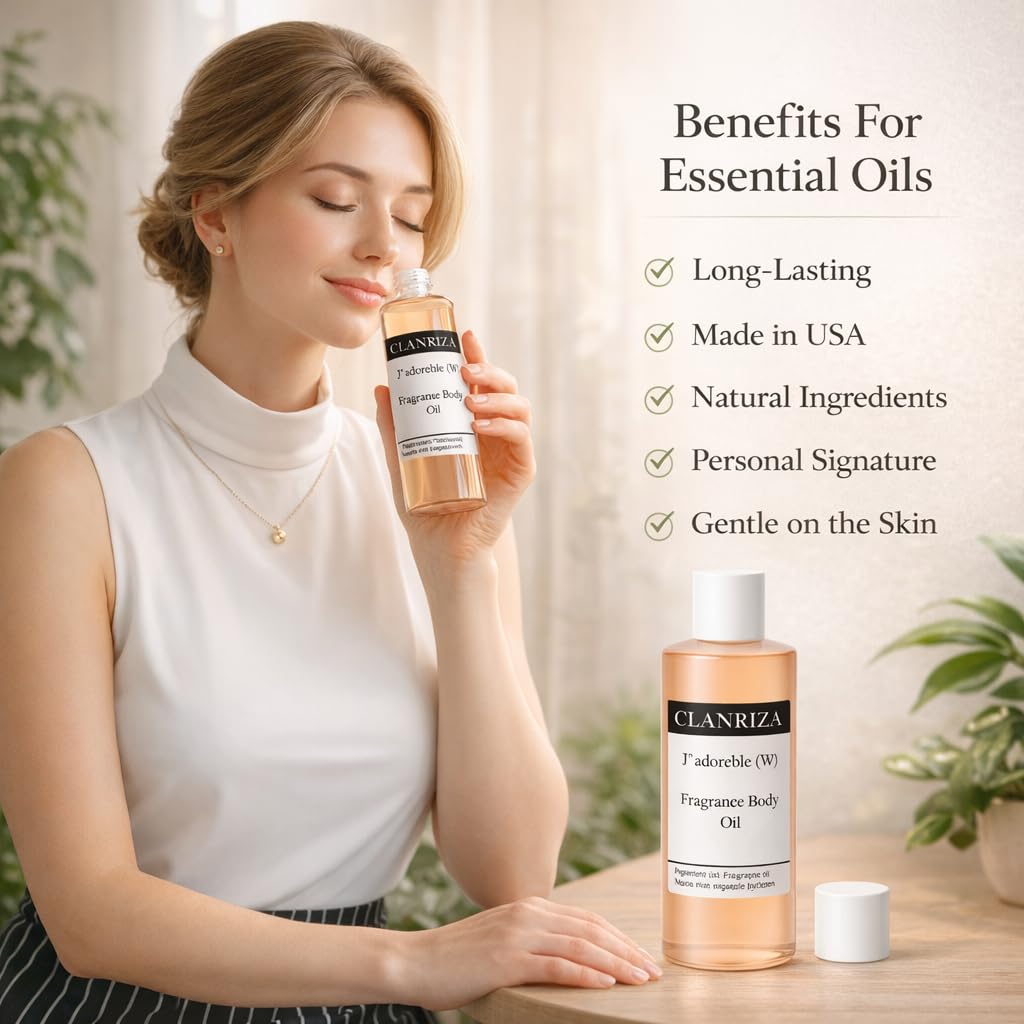 J'Adoreble Natural Fragrance Body Oil - Pure & Natural Long-Lasting Perfume Oil for Women - Scented Body Oil for Skin - All-Day Fragrance & Body Care - Ideal Gift 4 Fl Oz