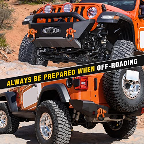 Image of Nilight 2 Pack 3 /4 inch D-Ring Shackle 4.75 Ton (9500 Lbs) Capacity with 7 /8 inch Pin Heavy Duty Off Road Recovery with Isolators & Washer Kit for Jeep Truck Vehicle, Orange (90051B)