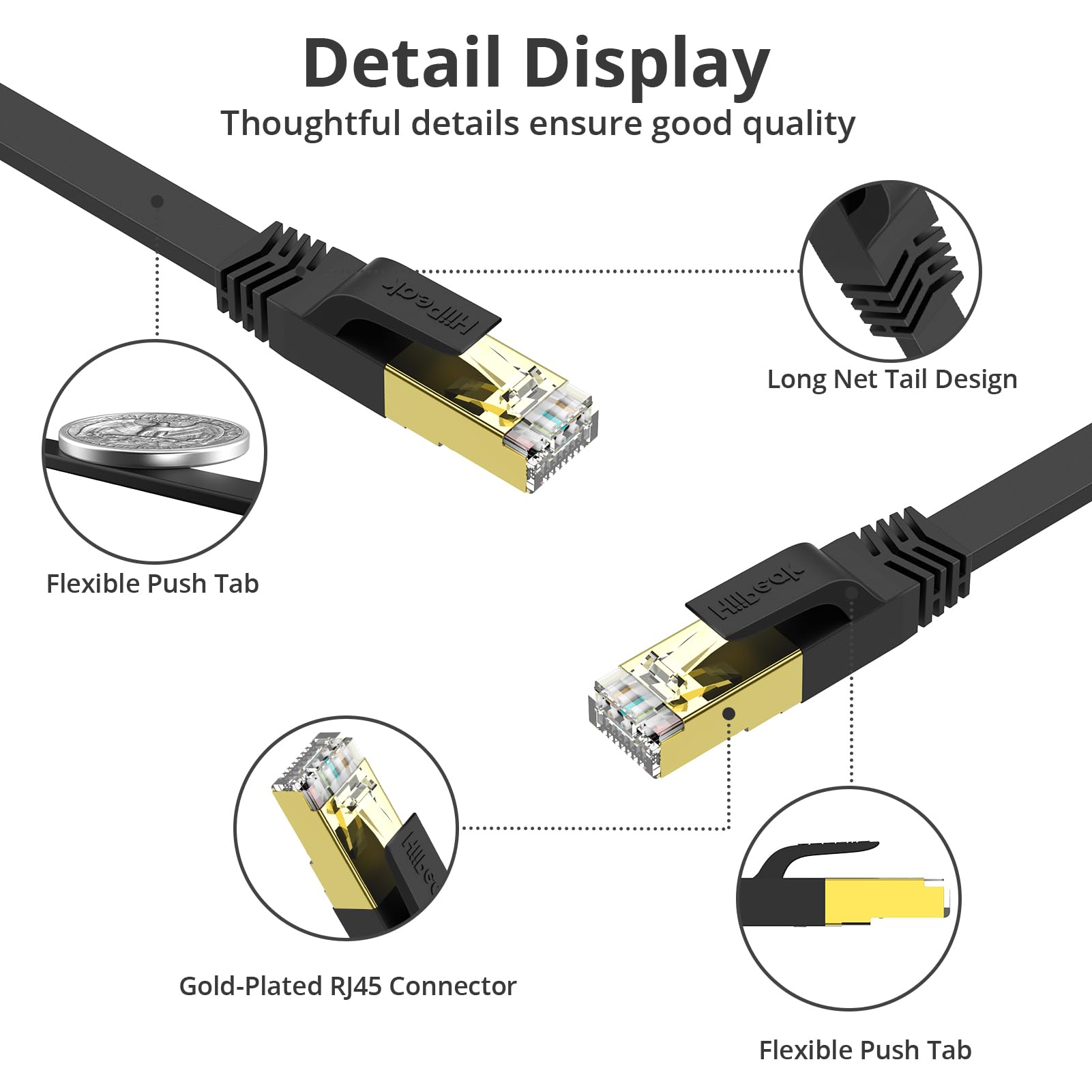 HiiPeak Cavo di rete Cat 8 40 Gbits – 30 m – Nero – Cavo patch LAN RJ45 – Cavo Ethernet CAT8 Gigabit – 2000 MHz – per PS5/4, Xbox, TV, Switch, PC