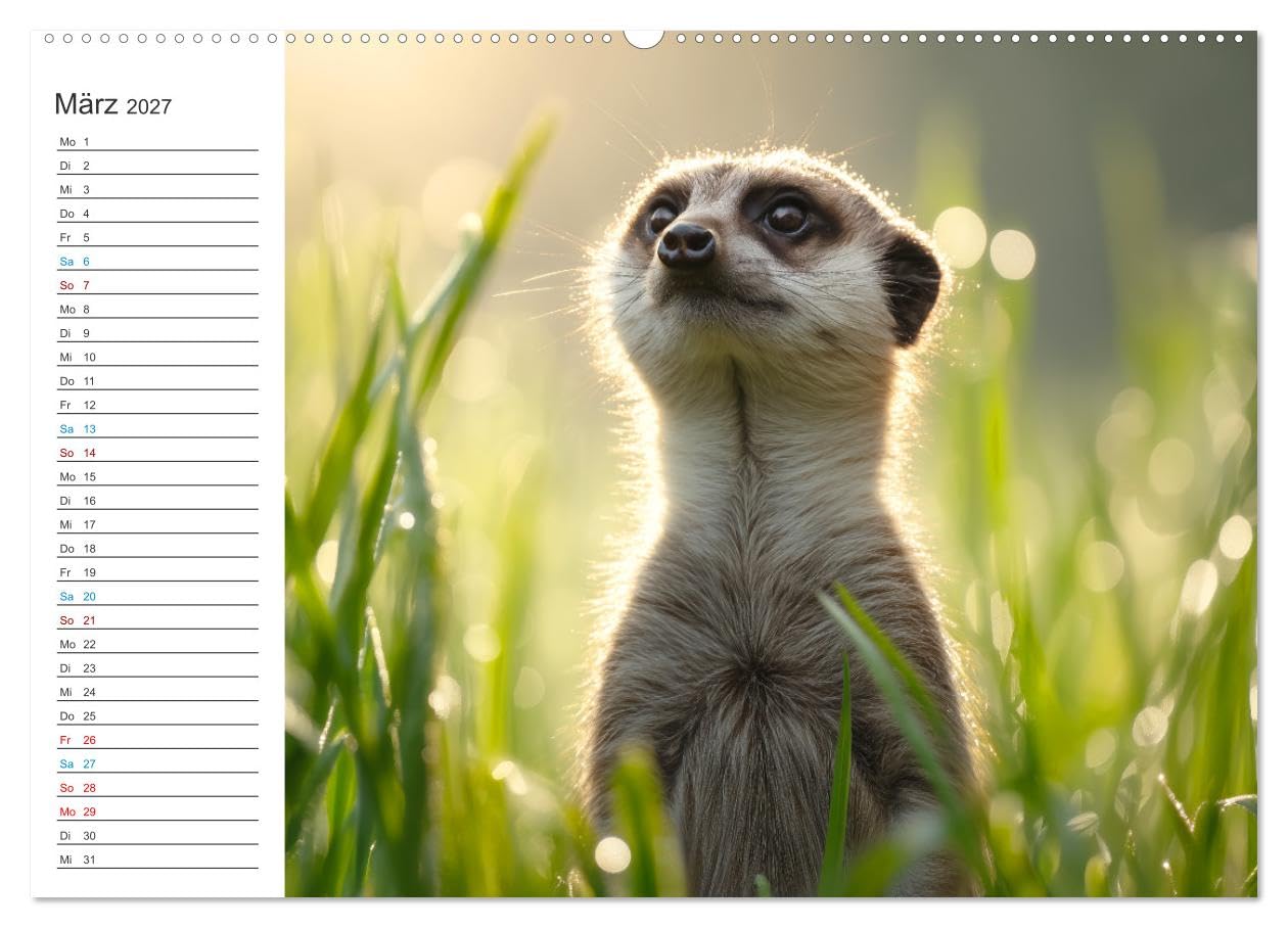 Die Welt der Erdmännchen (hochwertiger Premium Wandkalender 2027 DIN A2 quer), Kunstdruck in Hochglanz: Dieser liebevoll gestaltete Wandkalender ... Tiere der Wüste. (CALVENDO Tiere)
