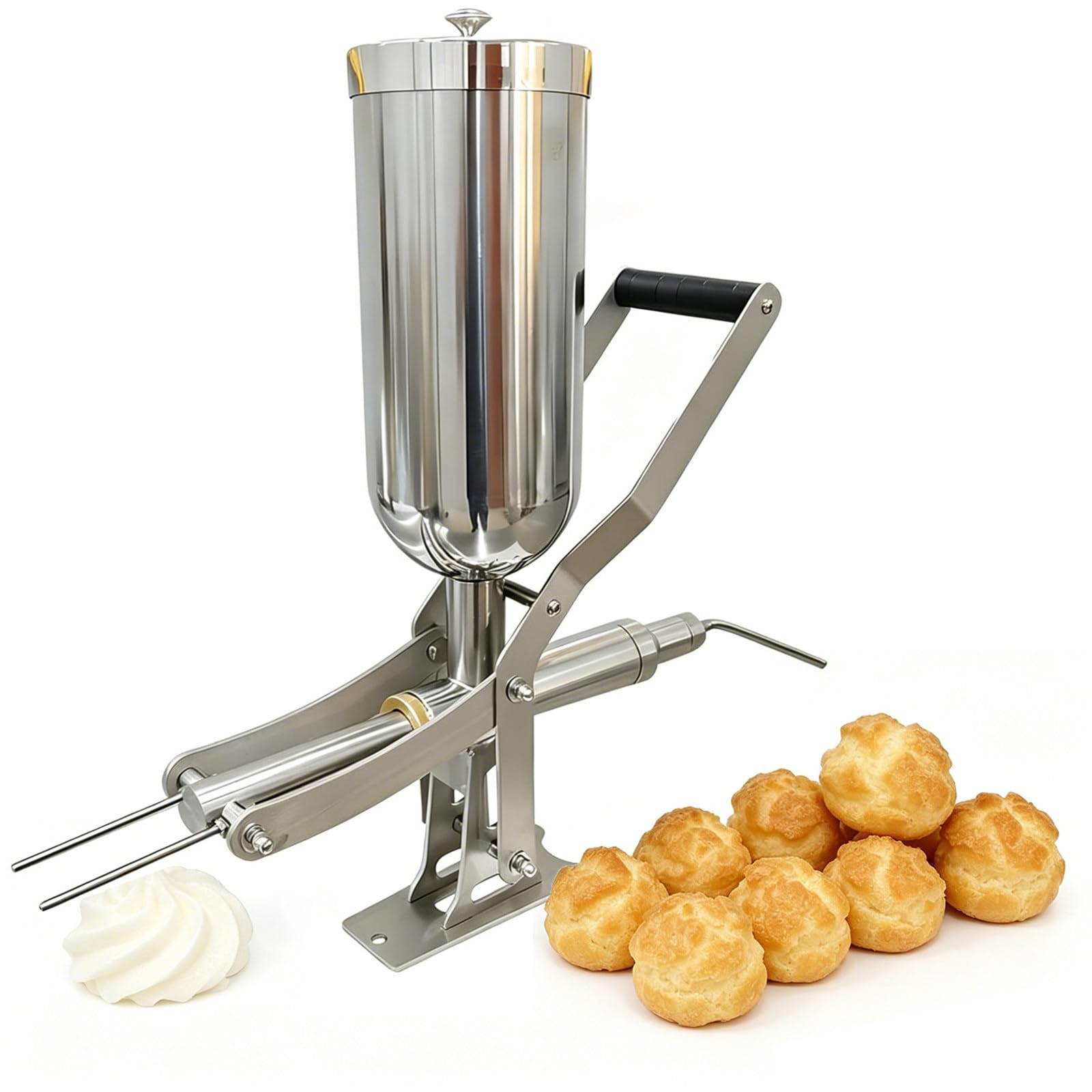Manuelle Creme-Dosierfüllmaschine 5L – ±1g Präzision, Befüllung von Donuts, Churros, Eclairs mit Marmelade, Pudding, Schokolade, Edelstahl, Für Bäckerei, Konditorei, Gastro Longbeak
