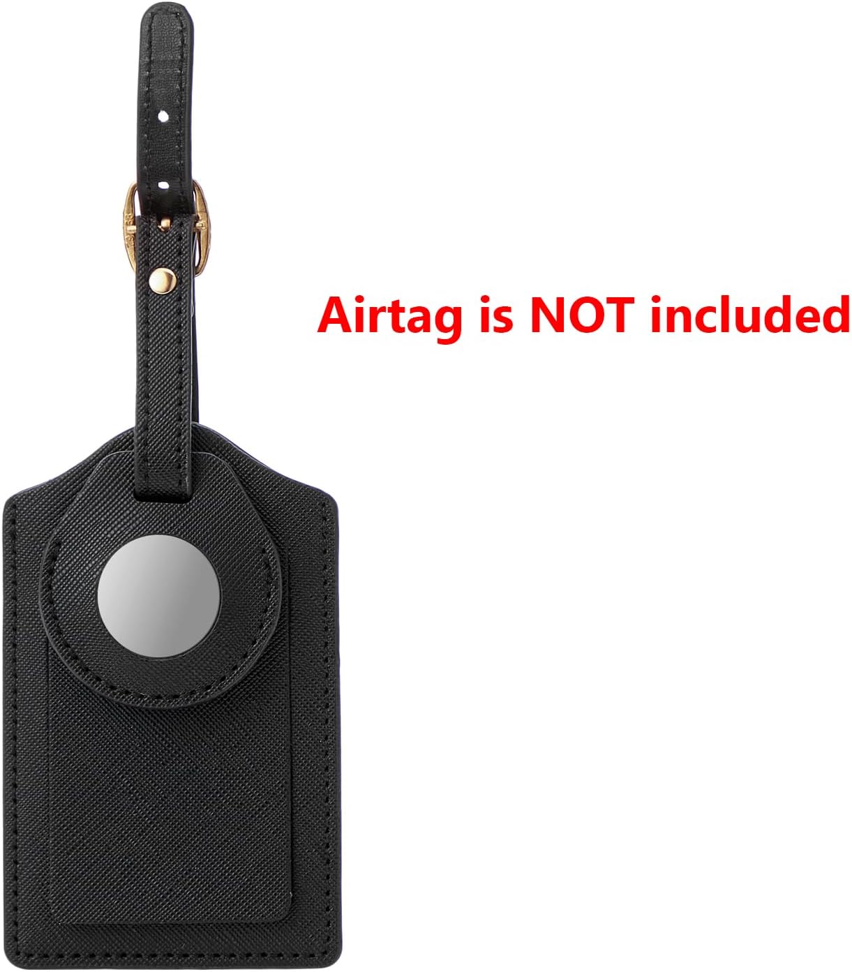 Initial Luggage Tag with Air tag Holder, Embroidered Luggage Tag with Air tag Protective Case, Travel Accessory for Secure Luggage Tracking (Black Leather+Gold Letter, C) image 2