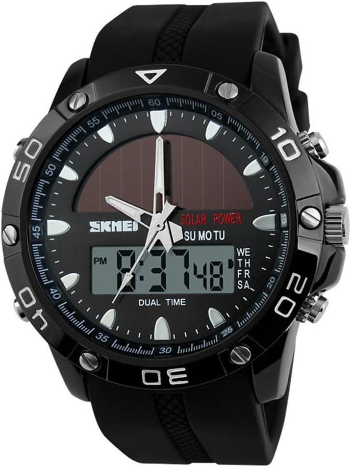 Vich Mens Sports Watches Top Brand Luxury Solar Energy Watch Digital Clocks Quartz Multifunctional Outdoor -Black Dial