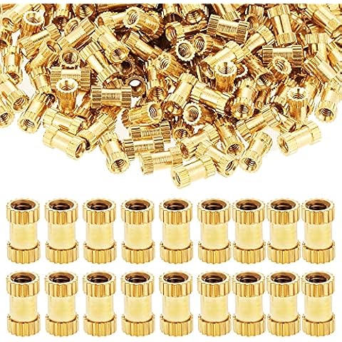 Faankiton 200pcs M2*6 * 3.5mm Female Thread Knurled Nuts, Threaded Insert Embedment Nuts,for 3D Printing Parts Plastic Parts Daily Repair, Brass Cover