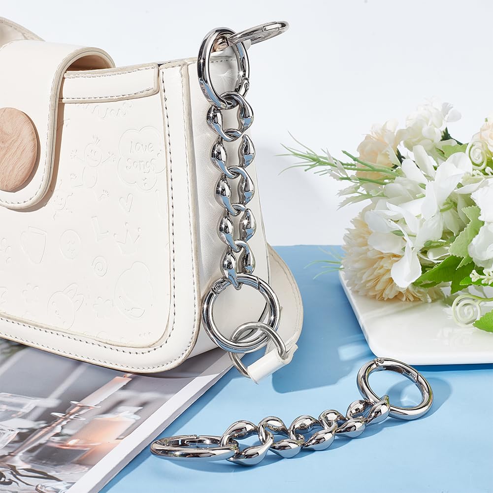 2 Pièces Chaîne D'Extension De Sac 16cm Argent - Rallonge Sangle Avec Boucles Aluminium