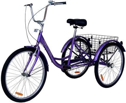 Royal London Adult Tricycle 3 Wheeled Trike Bicycle w/Shopping Basket Purple