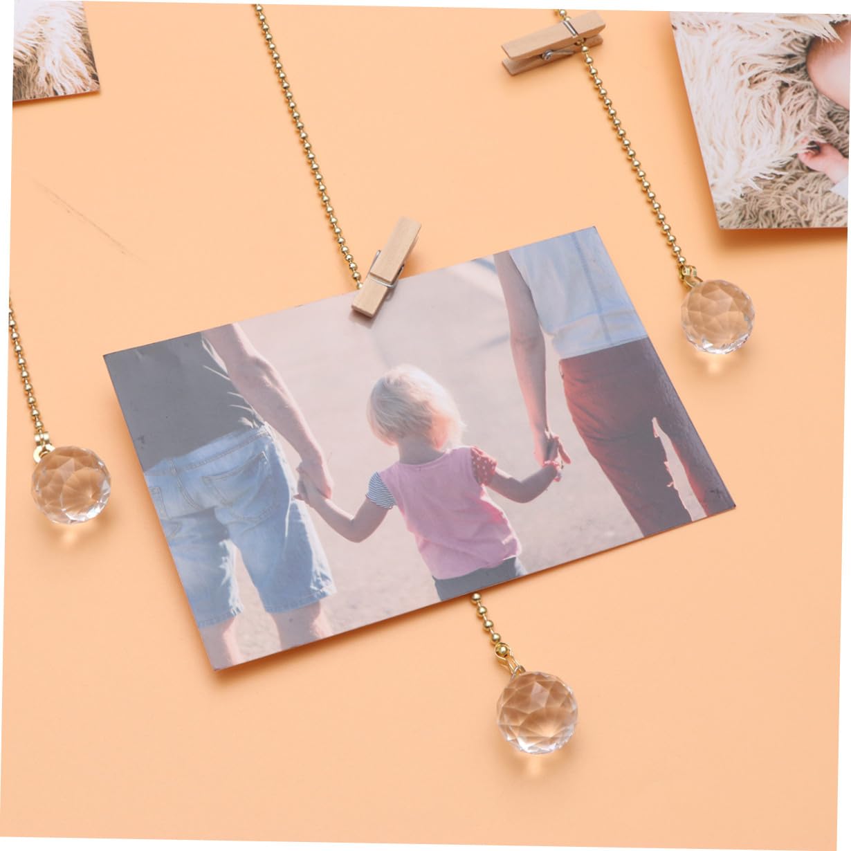 Amosfun Colgador de Fotos de Pared con 20 Clips de Madera Marrón