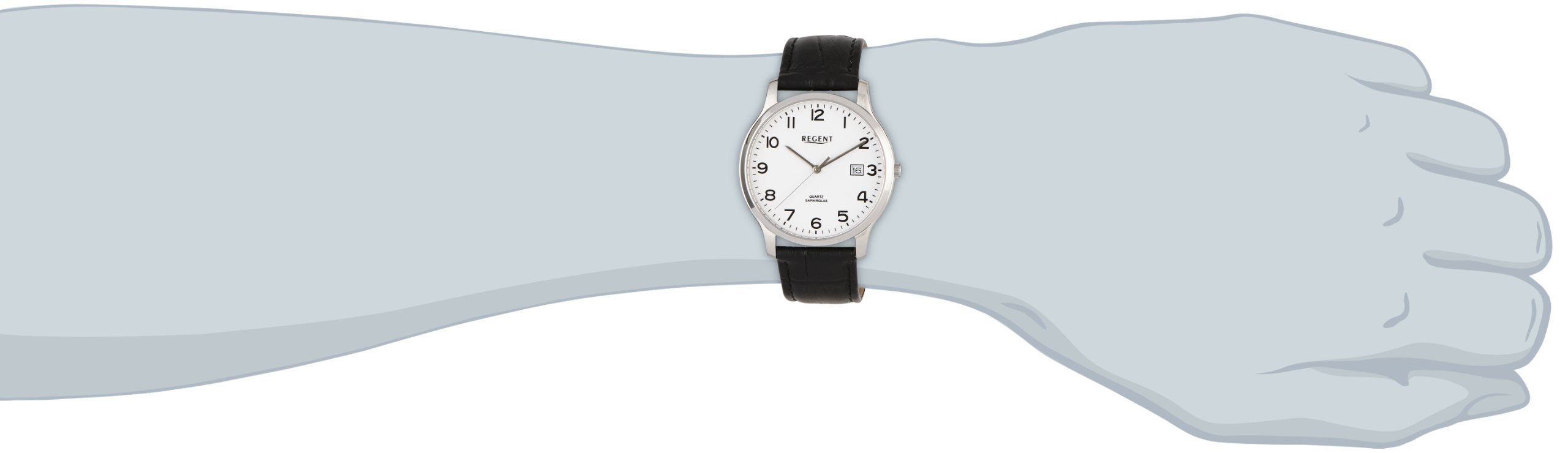 Regent Herren-Armbanduhr XL Analog Quarz Leder 11110662