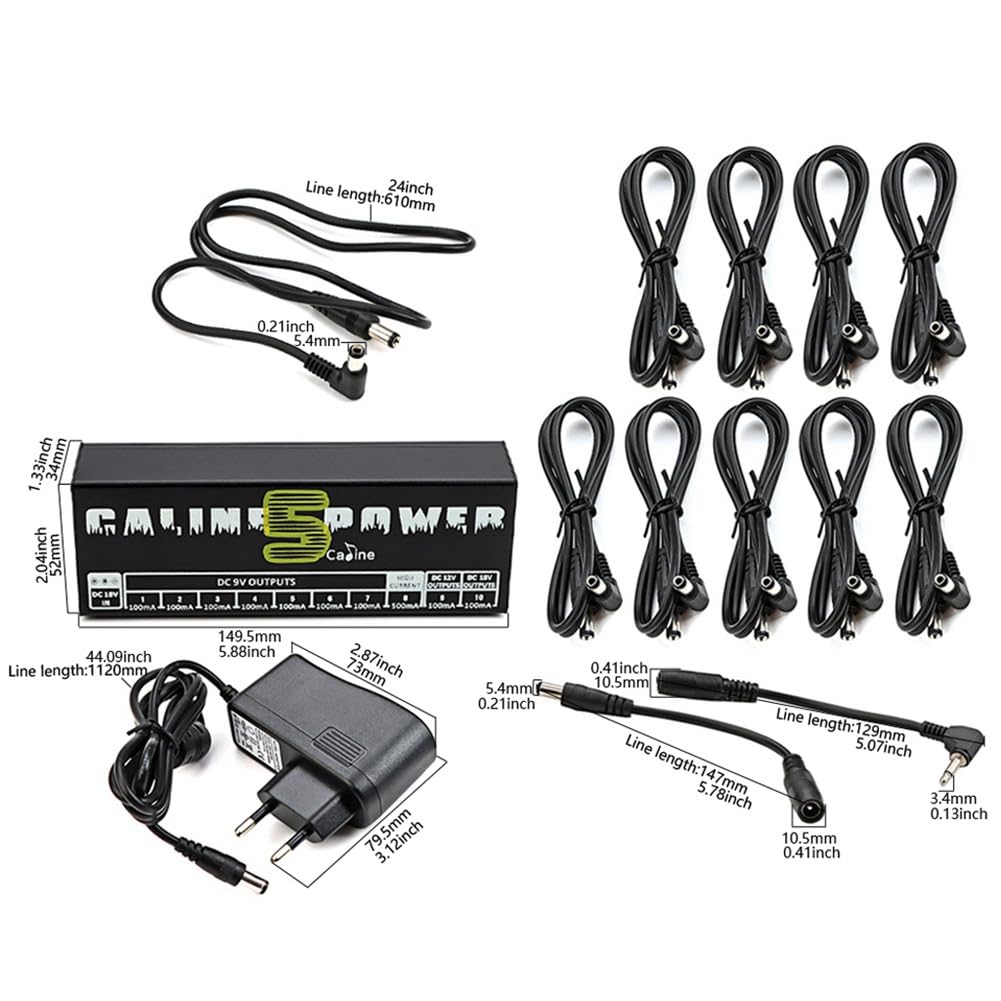 Alimentatore per Pedali Effetti per Chitarra CP-05 con Uscite DC 9V/12V/18V (Spina EU)