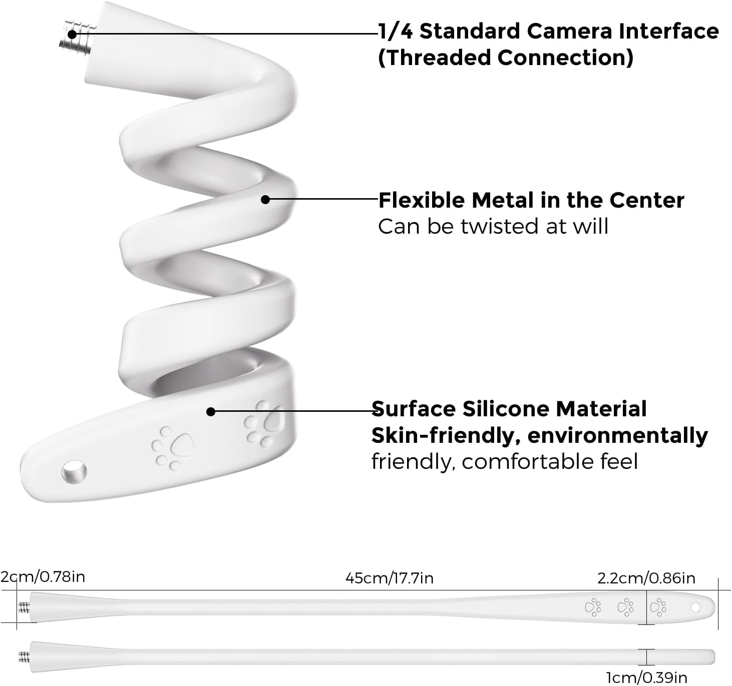 honecumi Baby Monitor Mount Compatible with Infant Optics DXR-8 & DXR-8 PRO, Flexible Silicone Twist Camera Holder, 17.7in Adjustable Gooseneck Baby Monitor Stand for Crib, No Drill Nursery Mount