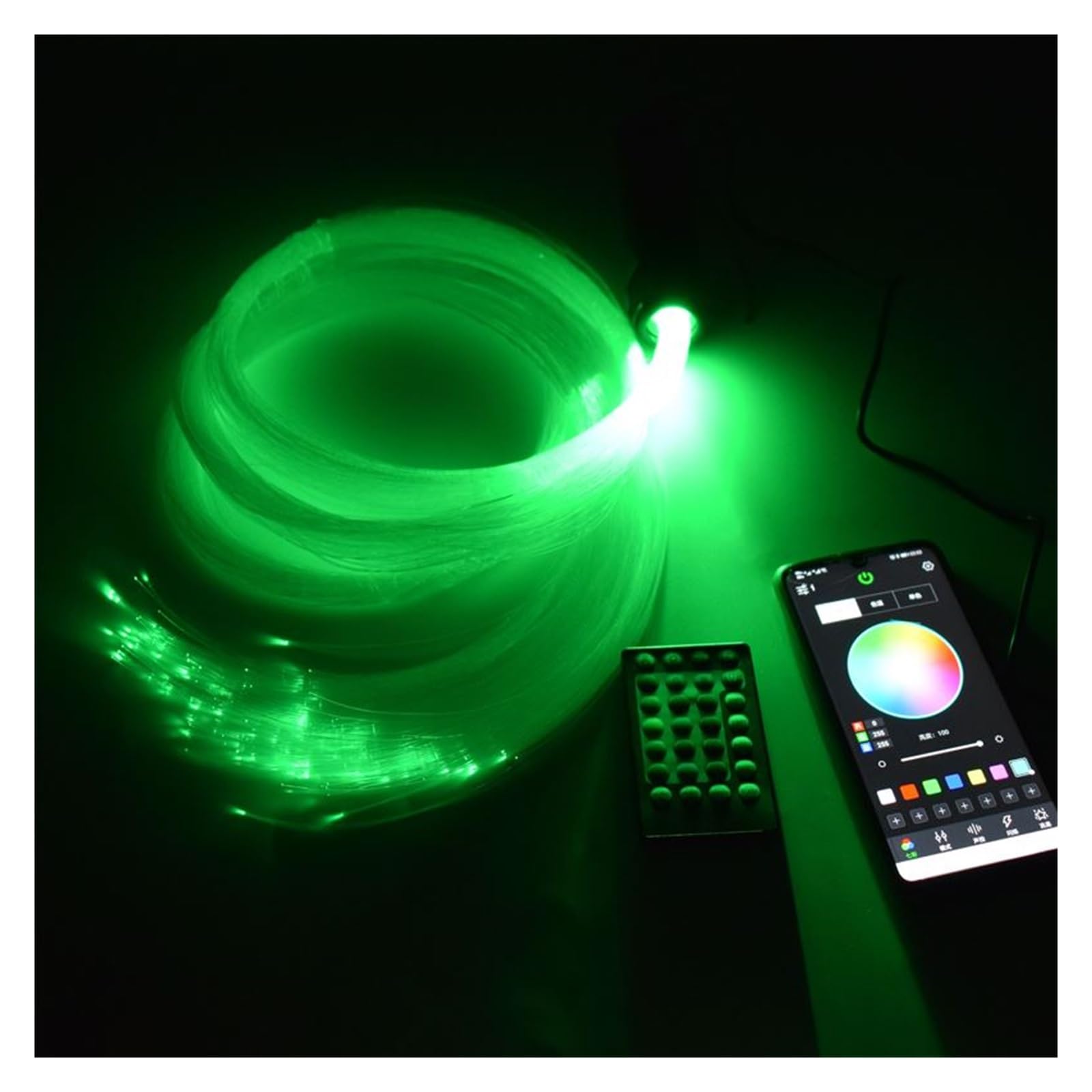 Oświetlenie wnętrza samochodu LED, Światła samochodowe LED światłowodowe, DC12V 6W RGB na dach samochodowy gwiazdki światła z kablem światłowodowym PMMA do oświetlenia sufitowego Światła nastrojowe w