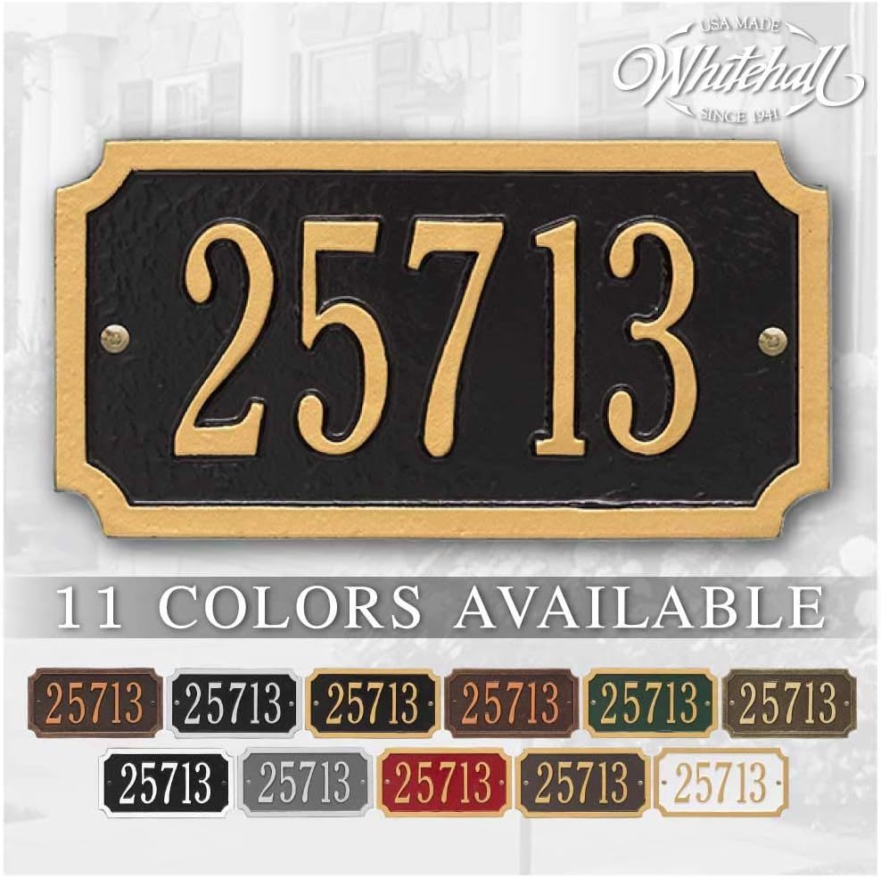 Whitehall Personalized Cast Metal Address plaque - The Cut Corner Plaque. Made in the USA. Display your address and street name.