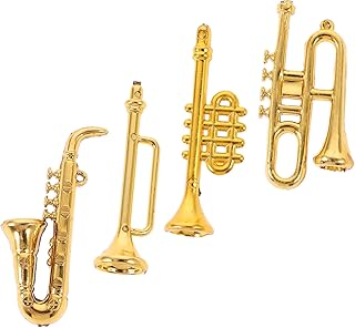 Amosfun 4 Peças Decoração Boneca Instrumento Musical Acessórios Para Bonecas Instrumento Em Miniatura Bonecos Instrumento Mini Instrumento Estátua Modelo De Instrumento DIY Adornar