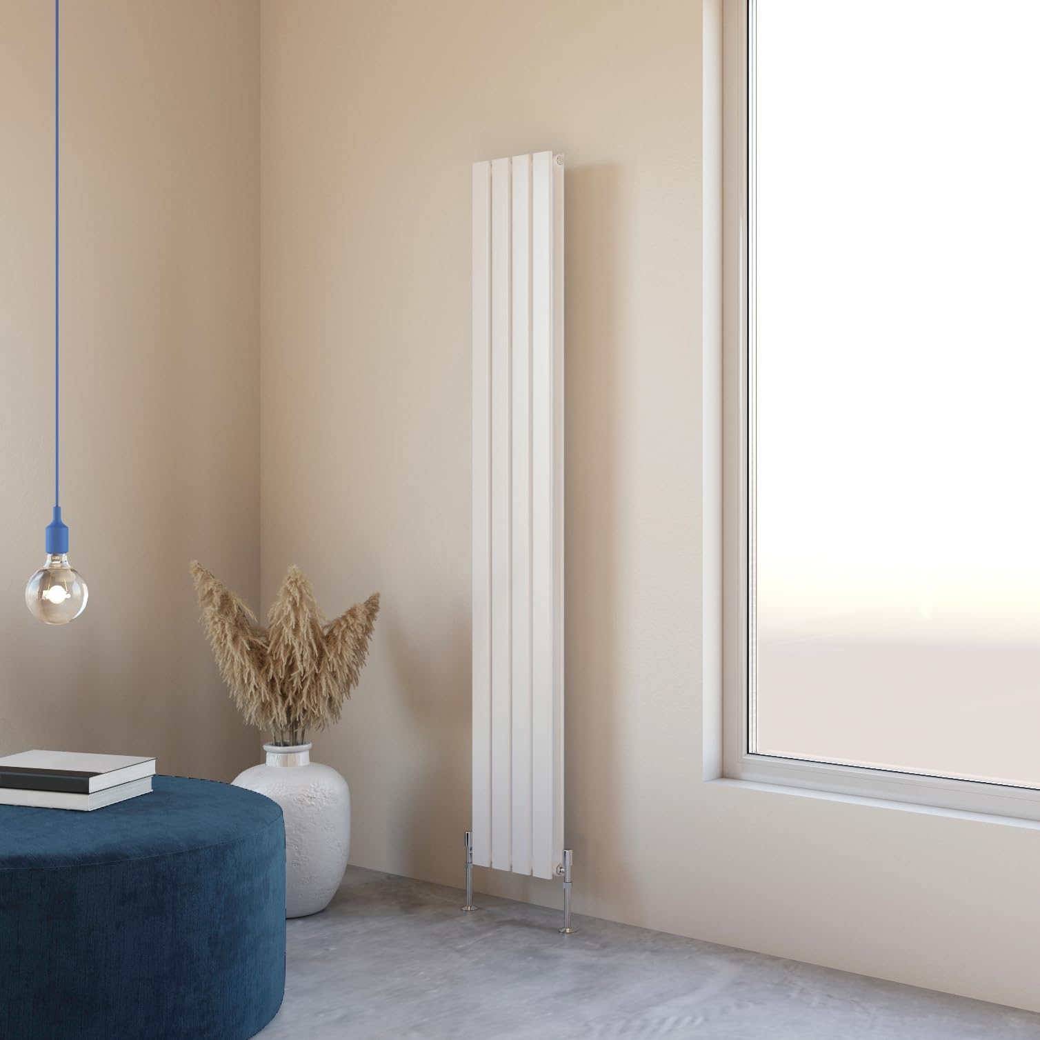 Flat Panel Radiator 1800x272mm Vertical Design Double Tall Upright White Central Heating Rad UK