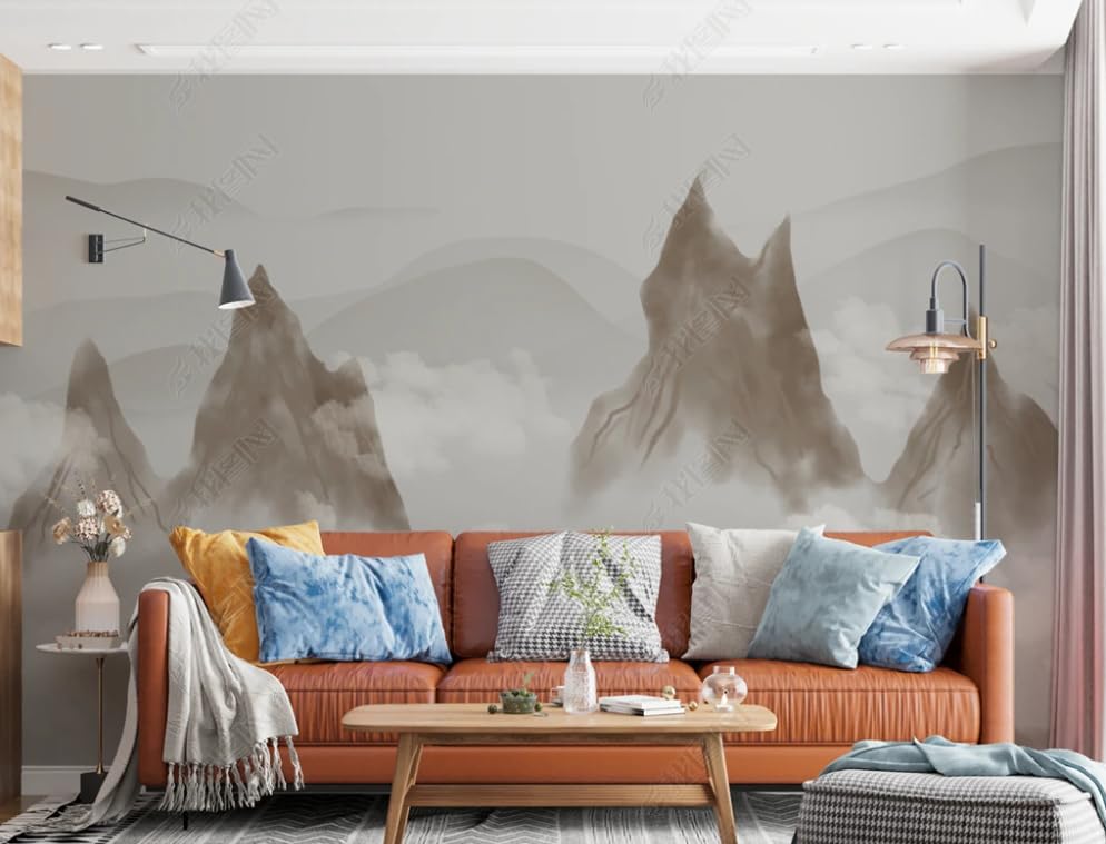 Papier Peint Intissé Montagnes et Eaux aux Couleurs Chaudes - Poster Mural Géant 200x140cm
