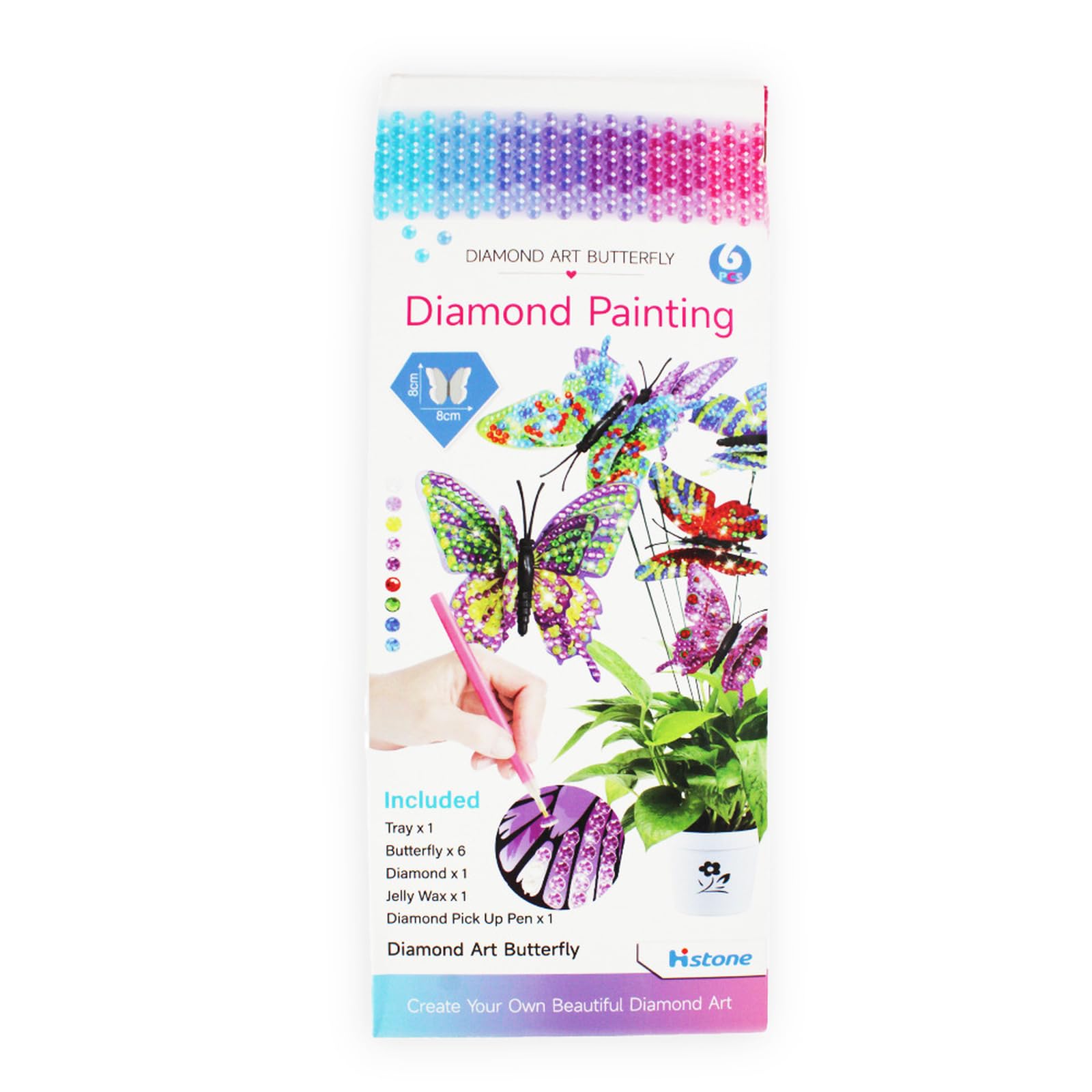 Pracht Creatives Hobby Diamond Painting Flower Stake Butterfly, Multicoloured, Normal