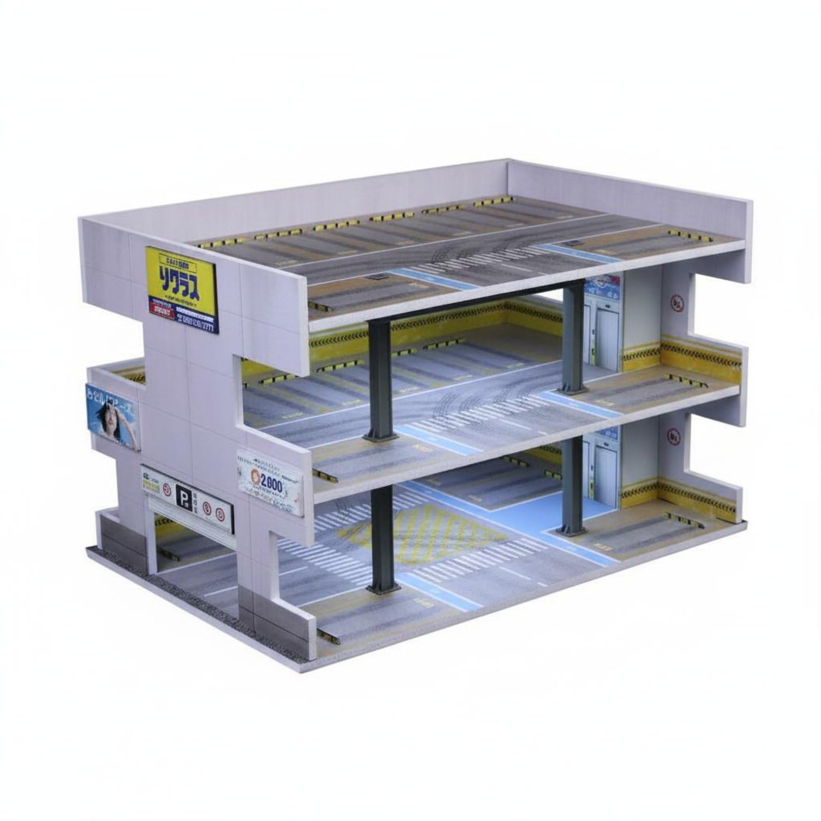 predolo Diorama Parcheggio 1:64 con Struttura a Livelli Garage LED Multistrato Realistico Modello Garage Illuminato per Appassionati di Modellismo, Scrivania, Parcheggio Multipiano Giapponese B