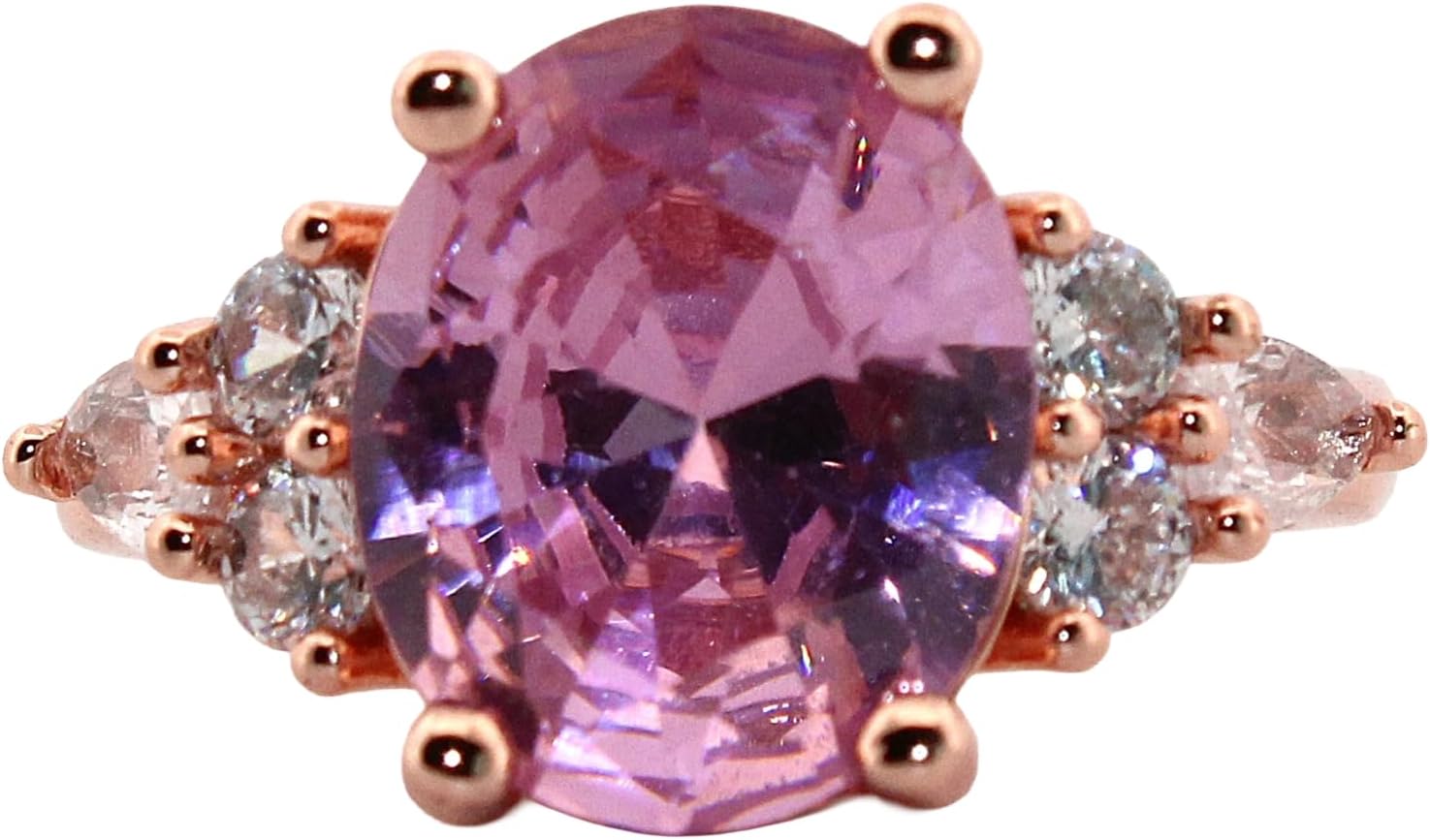 Oval Kunzite & Topaz Rose Gold Ring