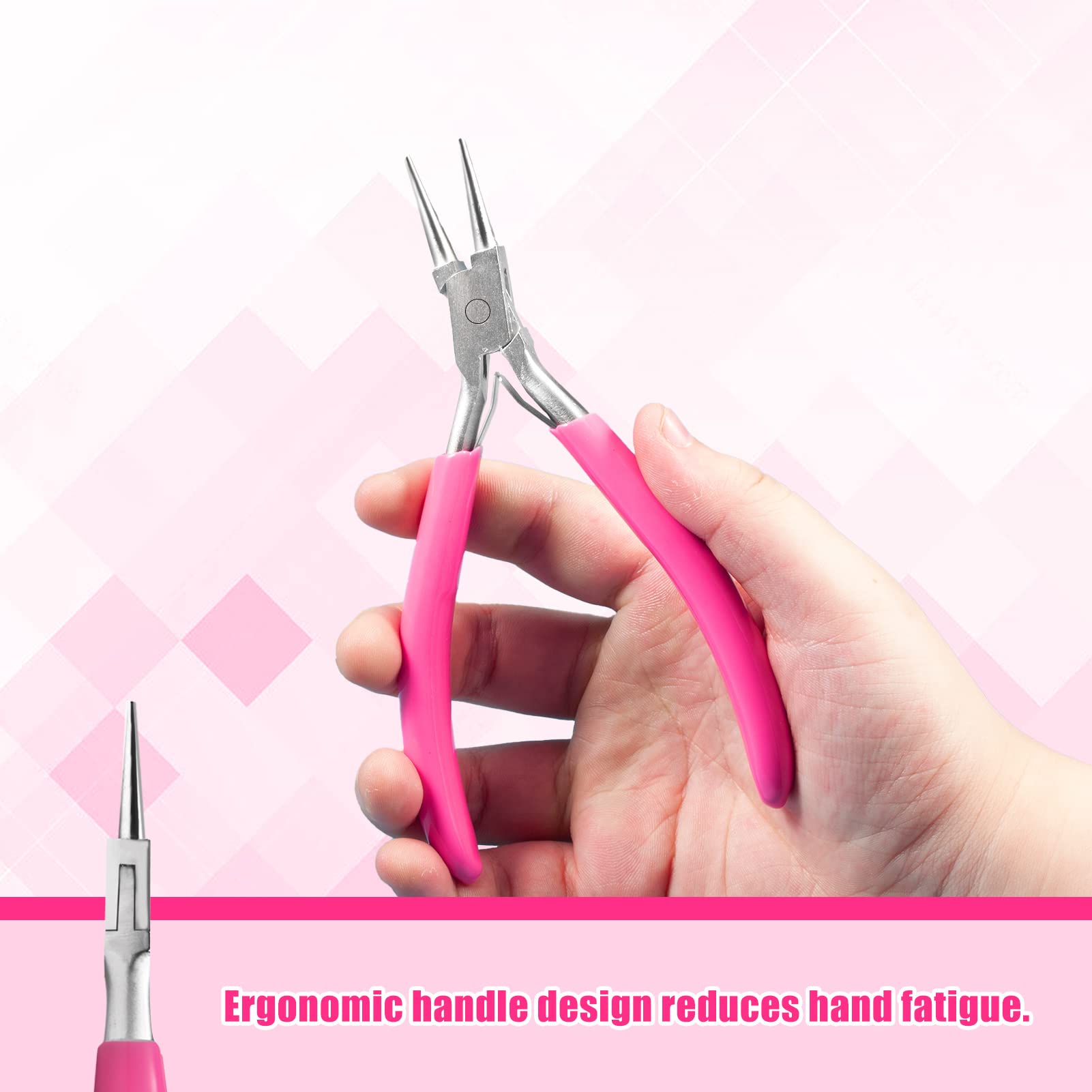 LEONTOOL Pince Concave à Bec Rond Rose Pour Bijoux - Pince à Plier Fils Et Fil De Fer Avec Bords Coupants, Idéale Pour Créations Artisanales