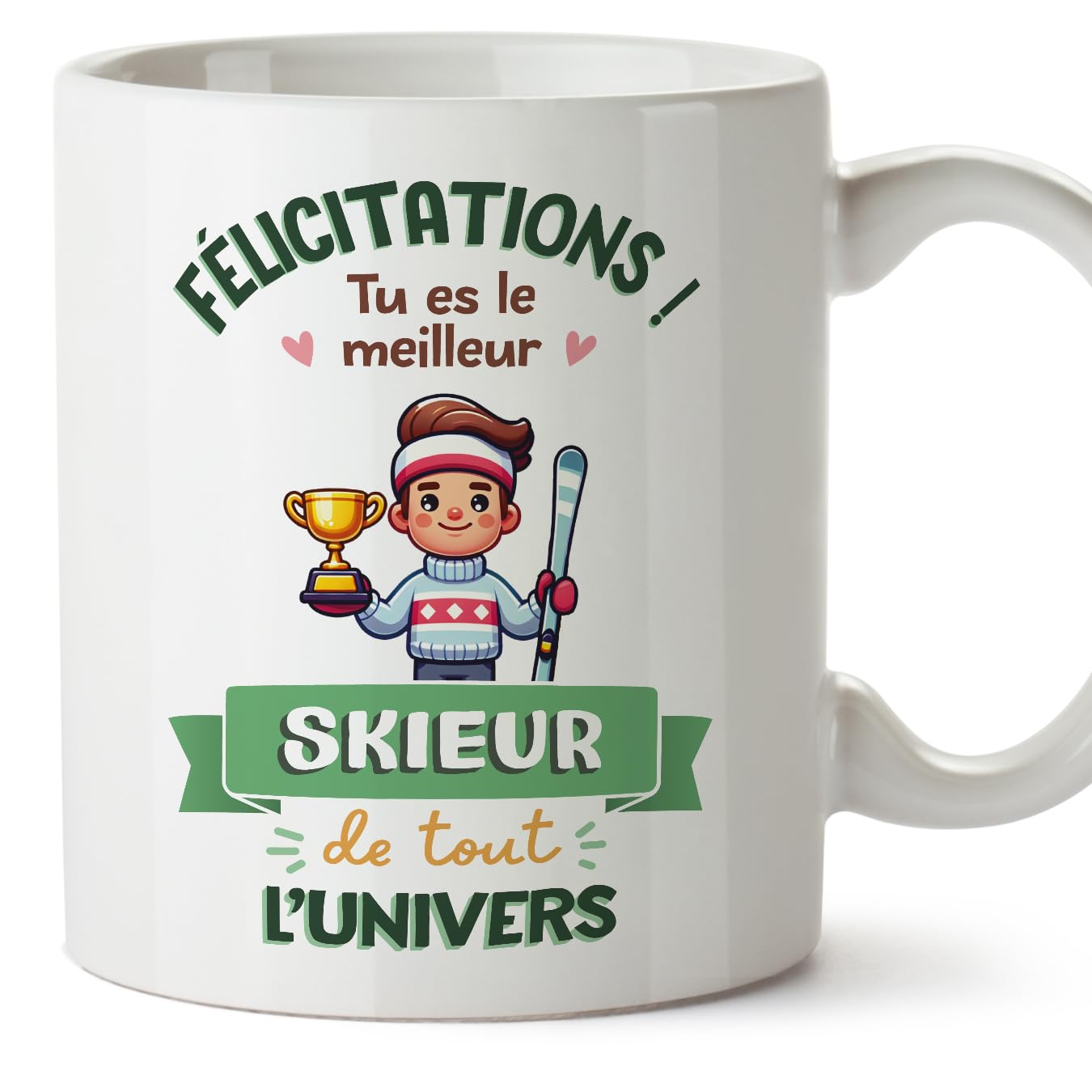 MUGFFINS Skier Man Mug - in French - Meilleur Univers Trophée - Funny Gift for Colleagues - Ceramic 11oz Mug — image 1