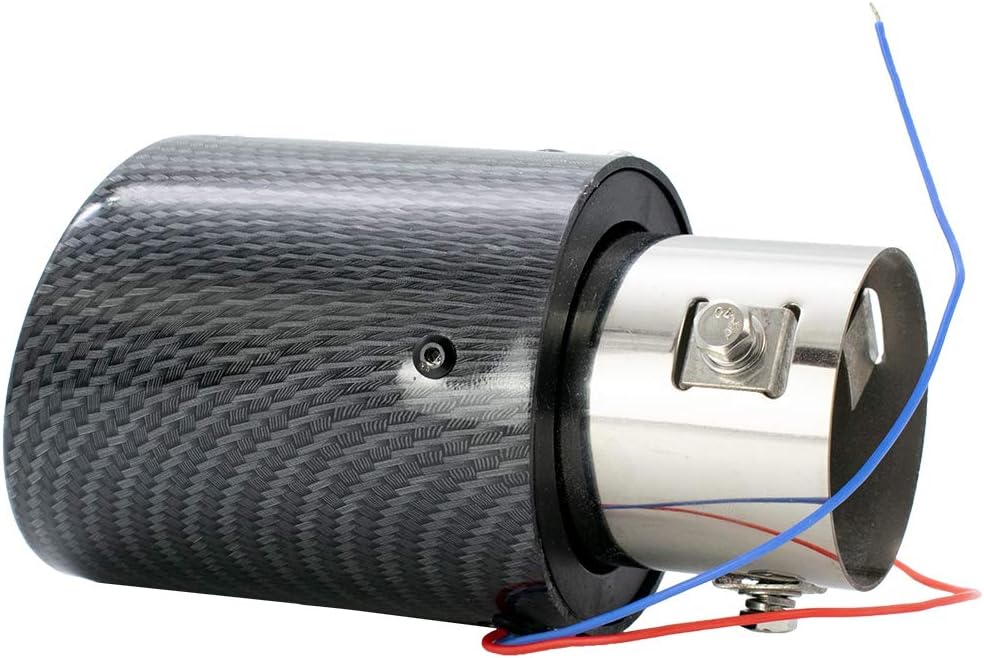 Red Flame Led Exhaust Muffler Tip Carbon Fiber Racing Automobile Car Tail Pipe Light 2.5 Inch Inlet 4 Inch Outlet - Rolled Style Carbon Fiber Universal Car Modified