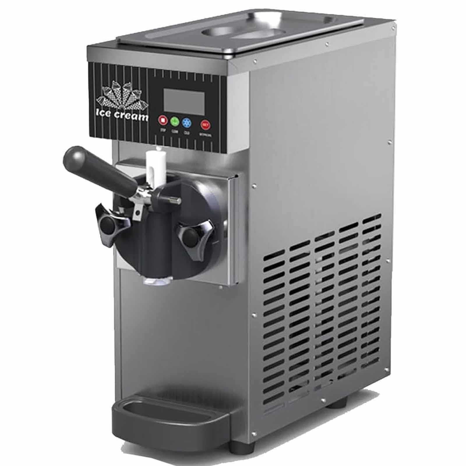 ksxnkhk Soft Serve Ice Cream Maker, 4-8kg/H Output, Refrigerated Hopper, Auto Clean, LCD Panel, Countertop Commercial Use