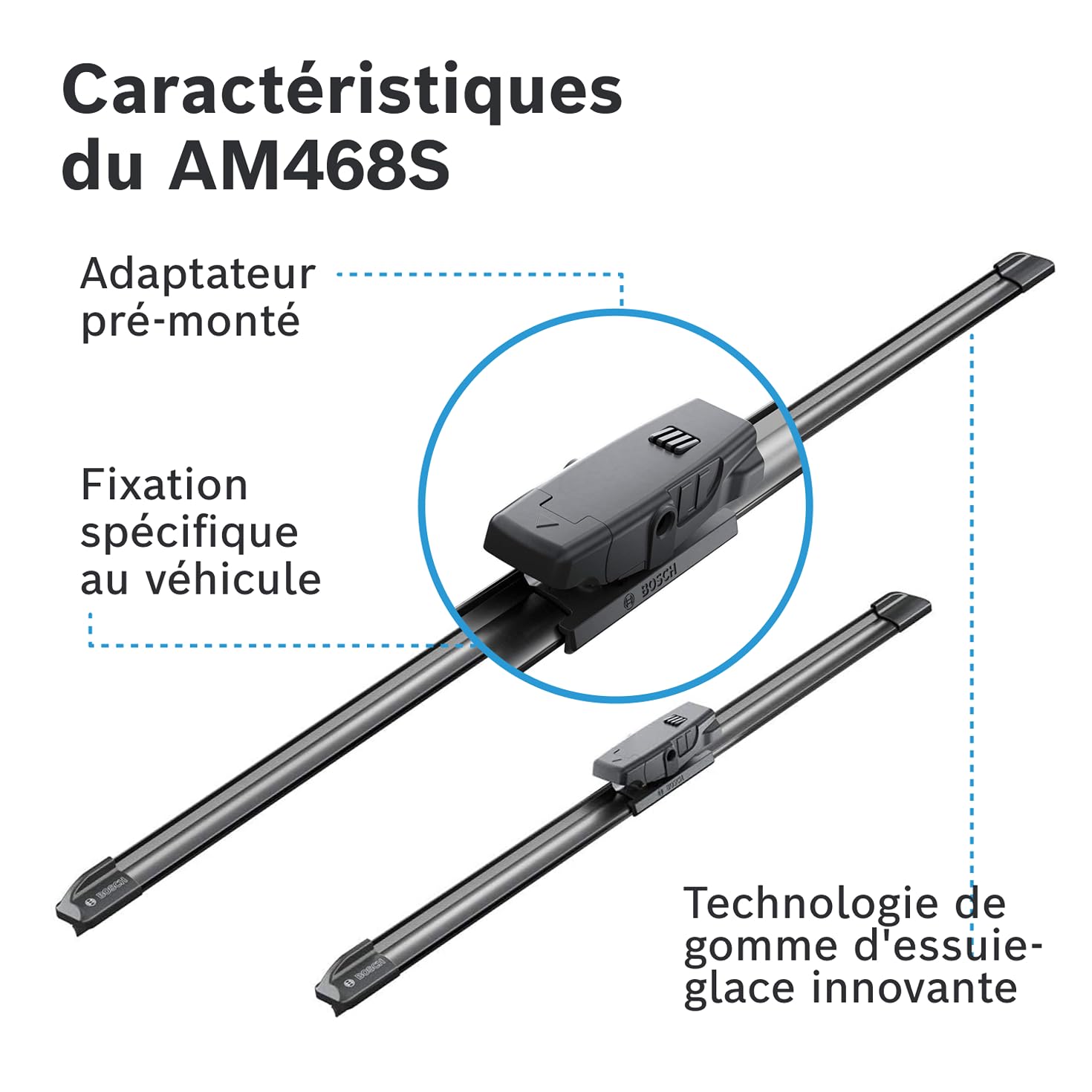 BOSCH Balai d'essuie-glace Aerotwin Multi-Clip AM468S 3397014122 | Compatible avec: CITROËN BERLINGO / BERLINGO FIRST Kasten/Großraumlimousine, BERLINGO Kasten/Großraumlimousine