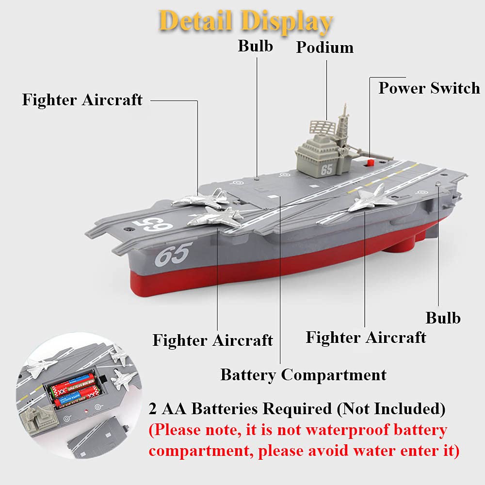 NEXTAKE Aircraft Carrier Toy Electric Boat Toy Carrier Ship Bath Toy ...