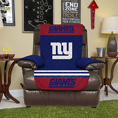 NFL New York Giants Recliner Reversible Furniture Protector with Elastic Straps, 80-inches by 65-inches