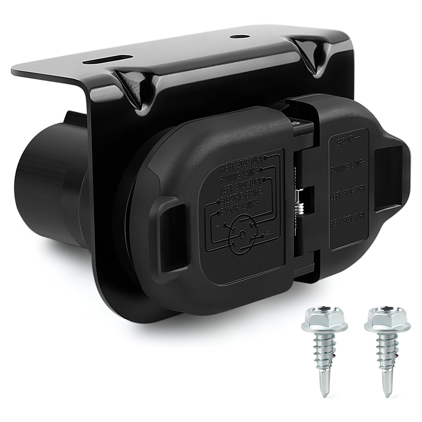 Zhushan 7-Way Blade &amp; 4-Pin Flat Trailer Plug Kit with Bracket, Compatible with Ford F-150 F-250, Ram, Chevy, GMC, Truck SUV RV Tow Wiring Harness (2009–2023)