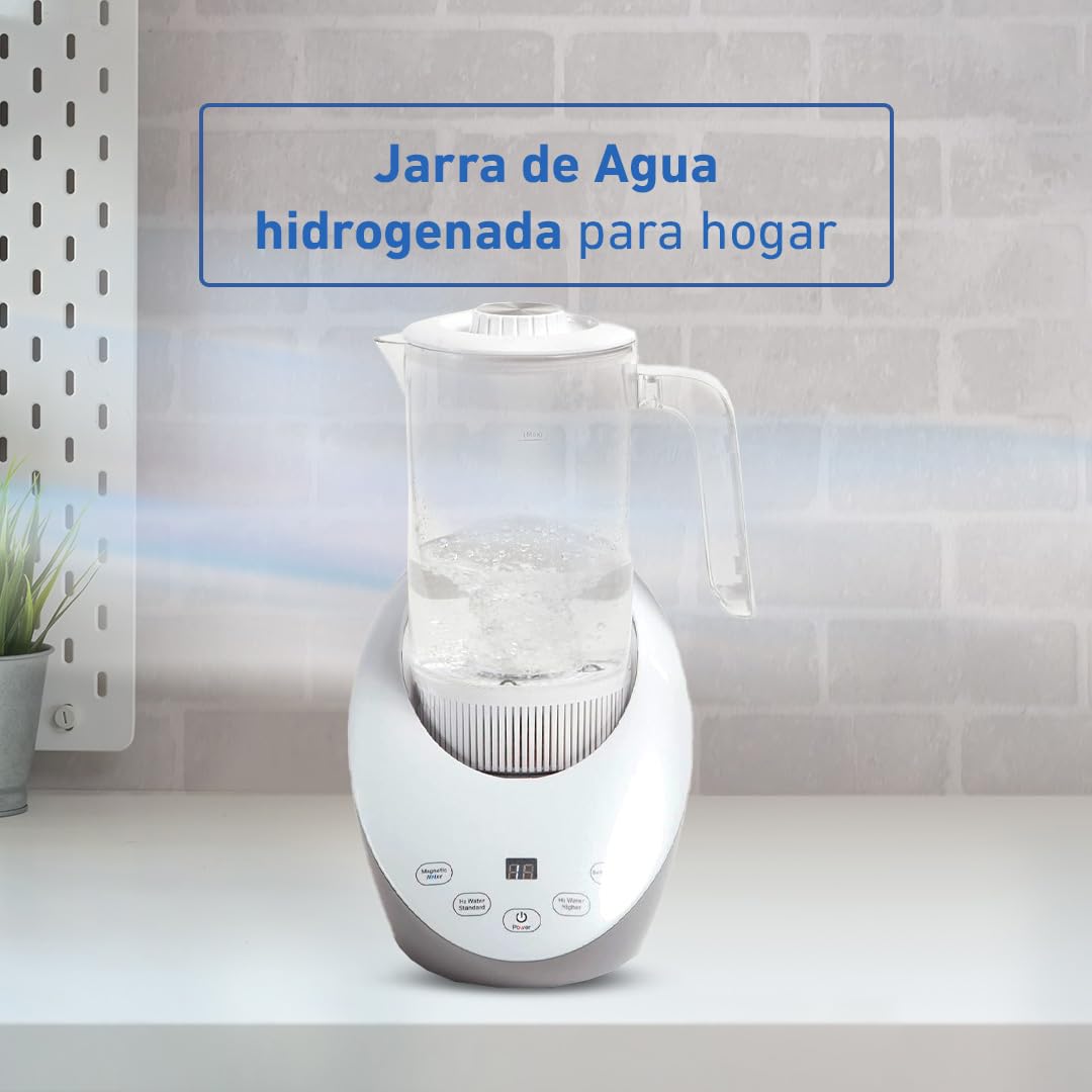 Ozono Hogar - Jarra Generadora de Hidrógeno - Hidrogena y Magnetiza el Agua - 1600 ml - Portátil, Ligera y Autolimpiable - Agua Hidrogenada Fuente de Antioxidantes