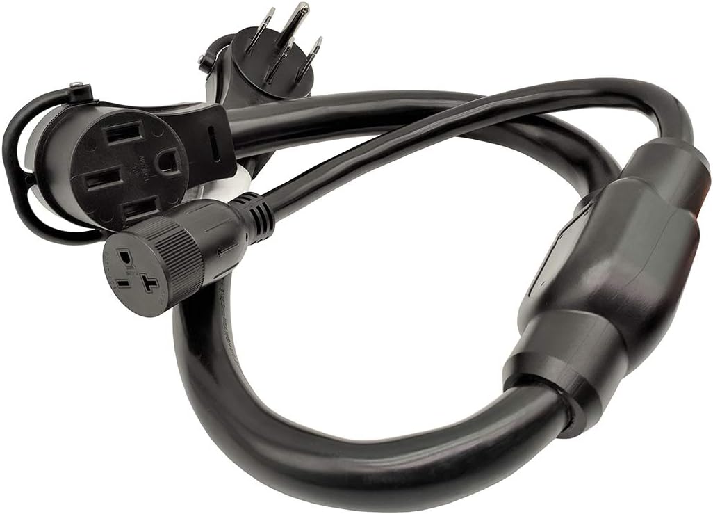 Parkworld 61506 NEMA 14-50P to 6-20R (T-Blade Also for 6-15R) & 14-50R Splitter for 4-Prong RV or EV Charger (3 Feet)