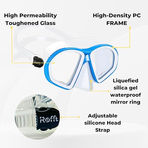 Miniatura 5 de Kids Snorkel mask Kit - Adjustable Snorkeling Gear for Kids with Tempered Glass and Silicon mask Anti-Fog - Complete Gear for Exploring The