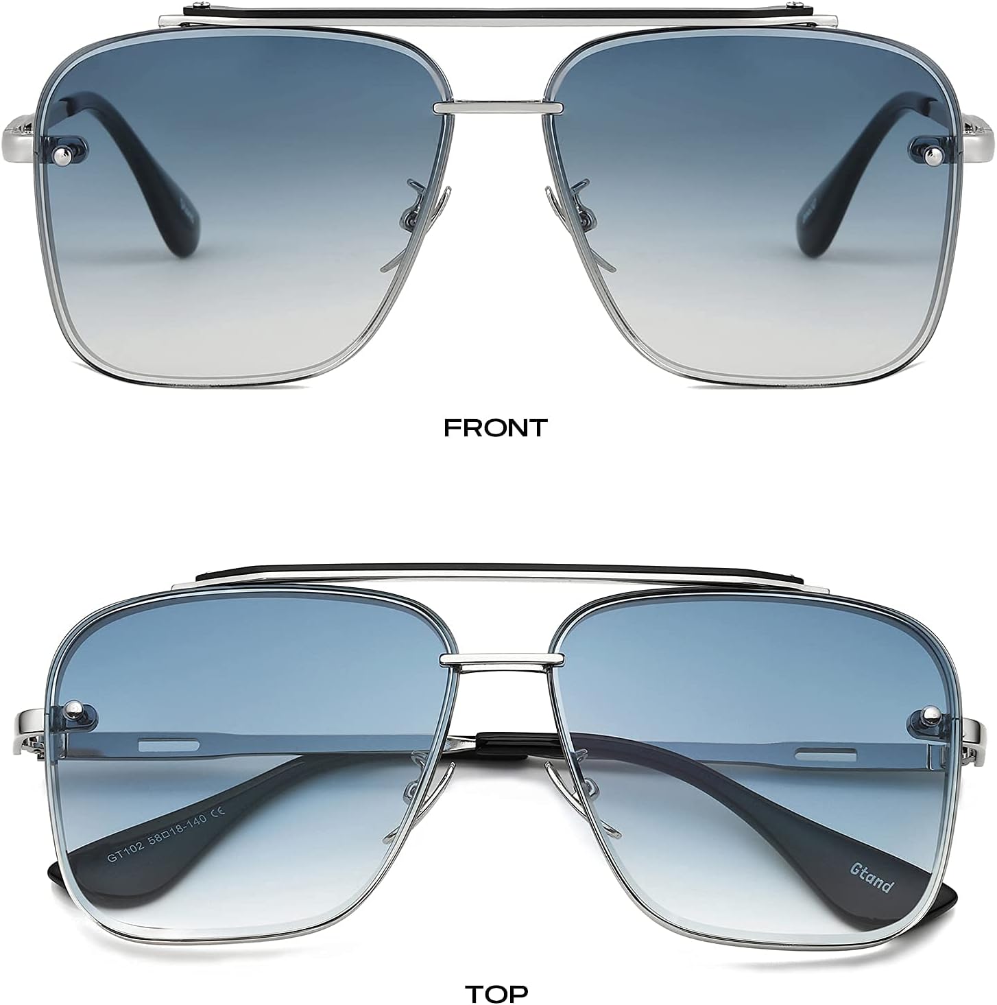 Gtand Fashion Trendy Square Aviator Gradient Sunglasses For Women Men Vintage Metal Sun Glasses - Image 3