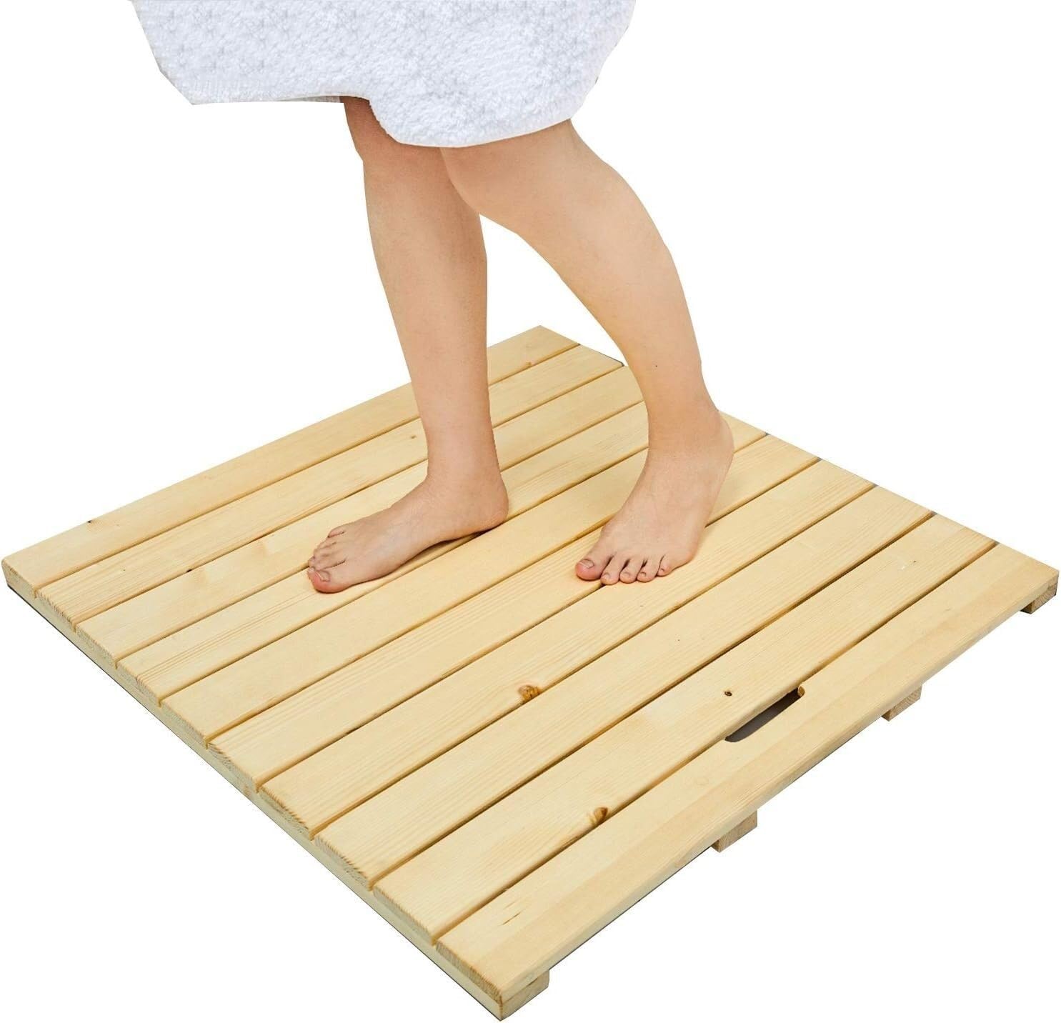 BHGFYXBS Wood Shower Bath Mat Non-Slip Foot Mat Bathroom Sauna Pedal Waterproof Wood Splicing Customizable Size,A-70x90cm