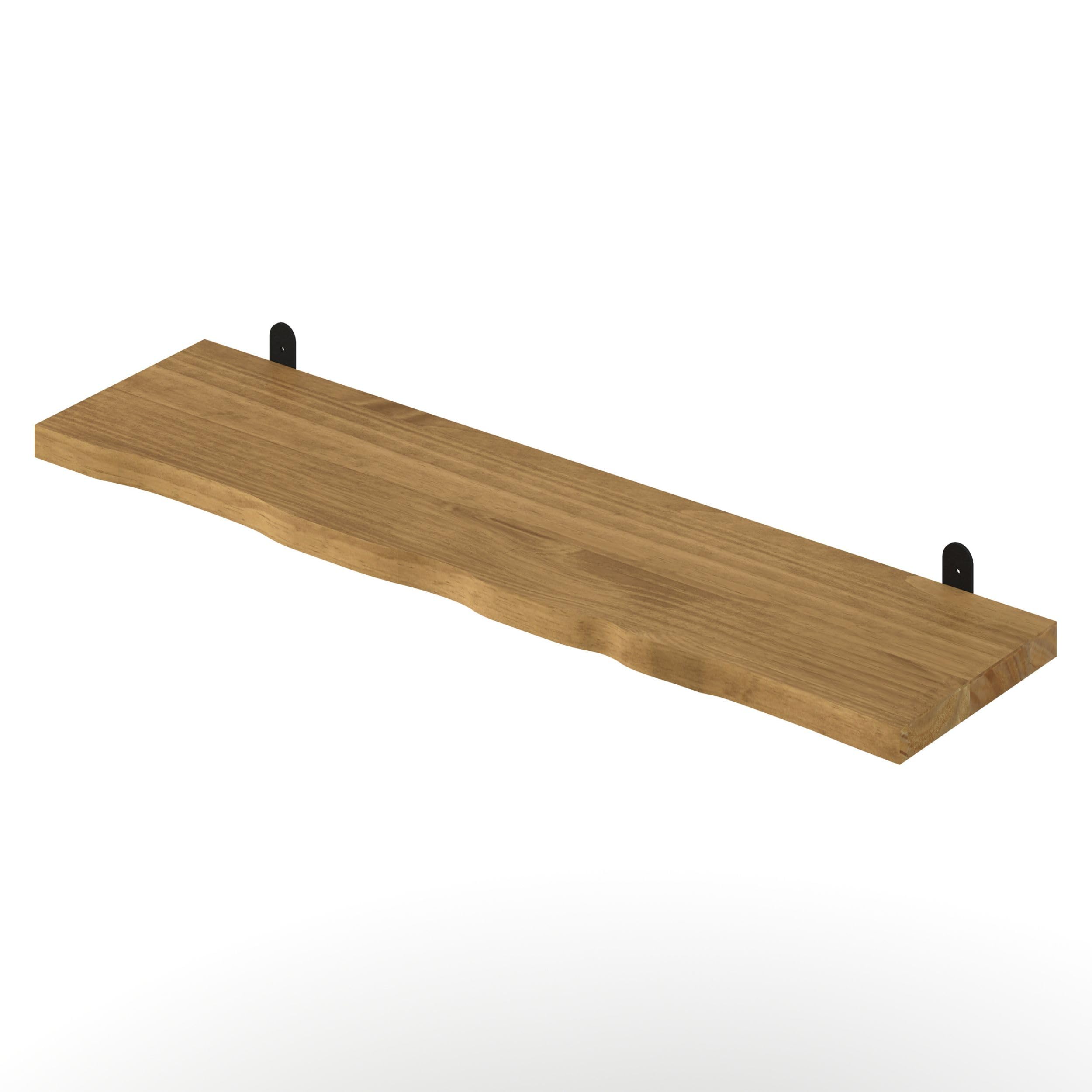 Core Products 90cm Wide Chunky Live Edge Shelf With L Metal Bracket Kit, Antique Wax