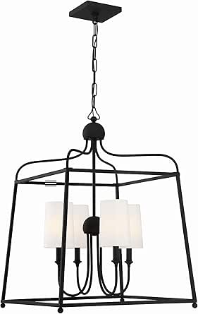Crystorama Libby Langdon Sylvan 4 Light Black Forged Lantern Chandelier
