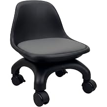 Heavy Duty Low Rolling Stool with Backrest,Charcoal Body+Mist Gray