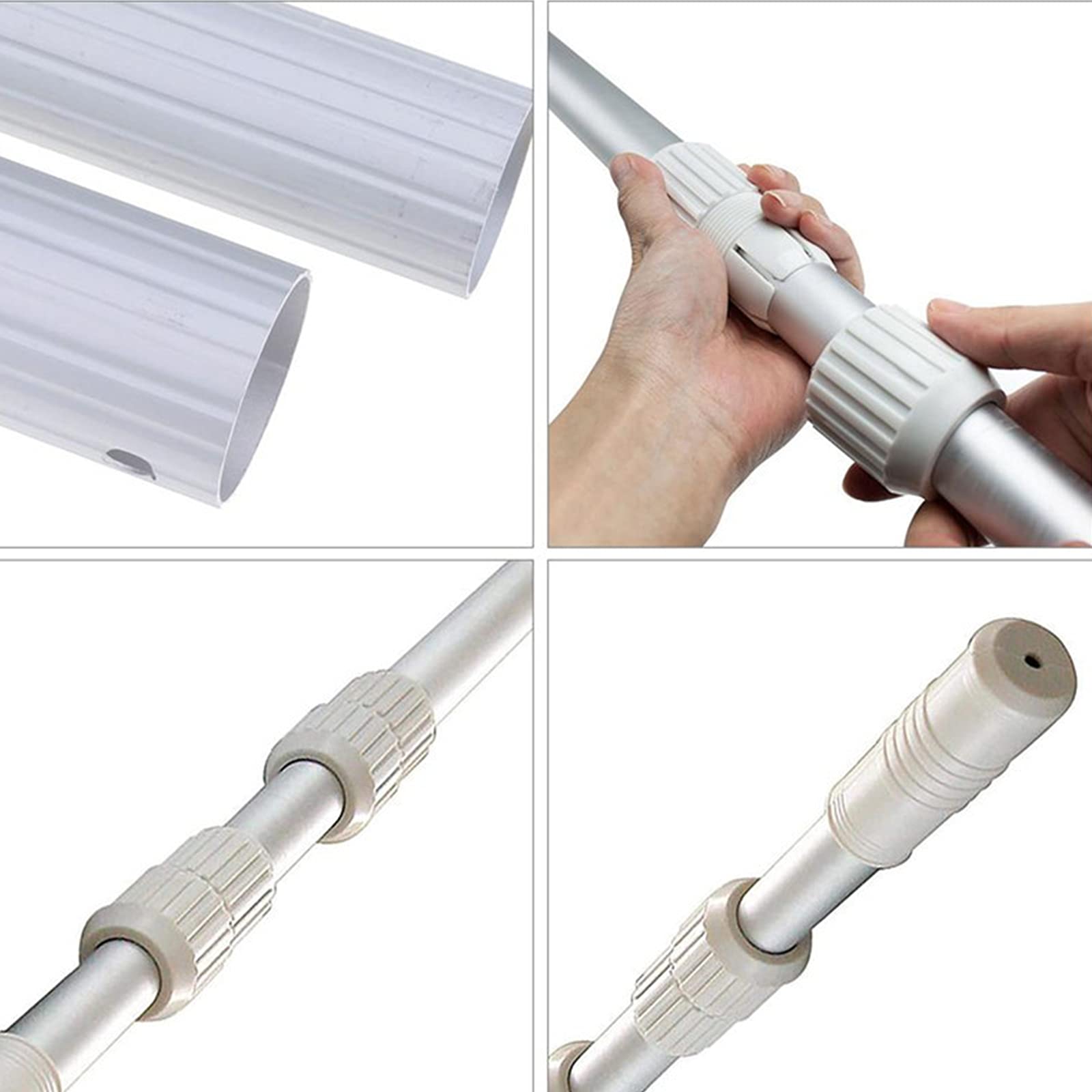 Skimmer portátil para piscina con mango telescópico, herramienta de limpieza ABS para cepillos y red de salvamento
