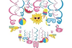30Ct Pool Party Hanging Swirl Decorations, Summer Under the Sea Ocean Hanging...