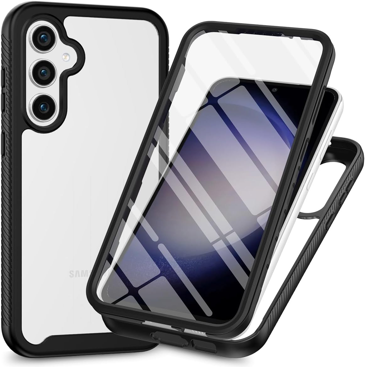 PUCHEN Waterproof Case for Samsung Galaxy A55 5G Case, Built-in Lens and Screen Protector [Real 360][IP68 Underwater] [Full Body Heavy Duty Shockproof] Phone cover for Galaxy A55 5G (Black, A55)