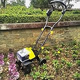 Motoazada, cultivadora y motoazada inalámbrica portátil, motoazada de jardín con batería Recargable y Ruedas Ajustables, escarificador eléctrico Ligero para deshierbar, excavar, aflojar