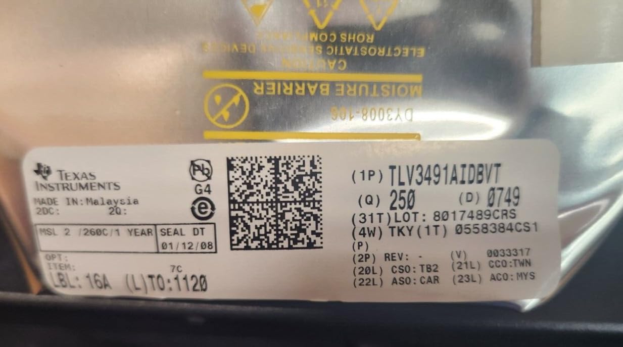 (250 PCS) TLV3491AIDBVT TI IC Comparator 1 GEN PUR SOT23-5