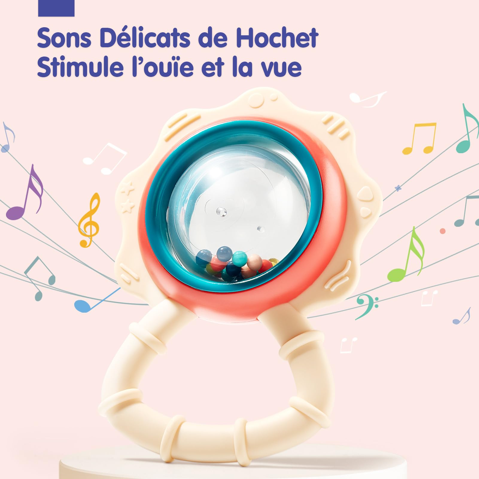 Jouet pour Bébé 3 Mois Hochet de Dentition pour Bébé 0 3 6 9 Mois, Jouets d'Eveil Anneaux de Dentition sans BPA avec Boîte de Rangement Cadeau pour Naissance Garçon Fille, 10PCS