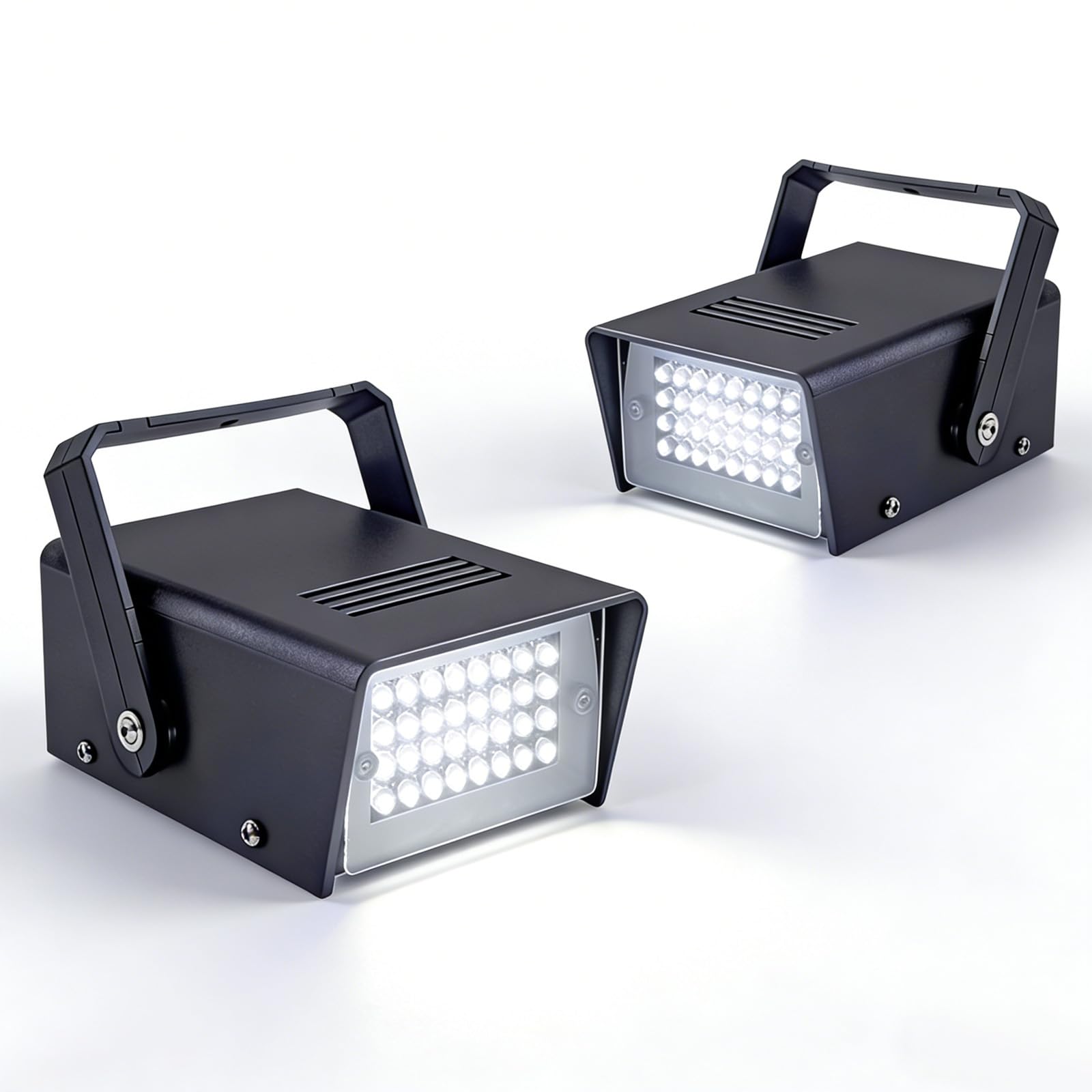 2 Paquets Mini Stroboscope Soirée 32 Led Lumière Blanche Stromboscope Soirée, Éclairage de scène Projecteur Stroboscopique Led jeu de Lumiere Soiree dj pour Animer vos Fêtes d'Anniversaire