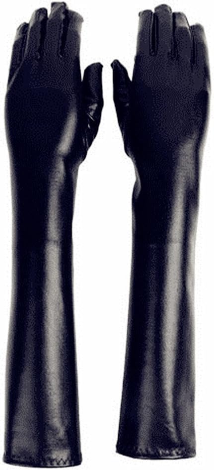 DreamHigh Women's 17" Long Metalic Satin Cosplay Finger Gloves - Image 3